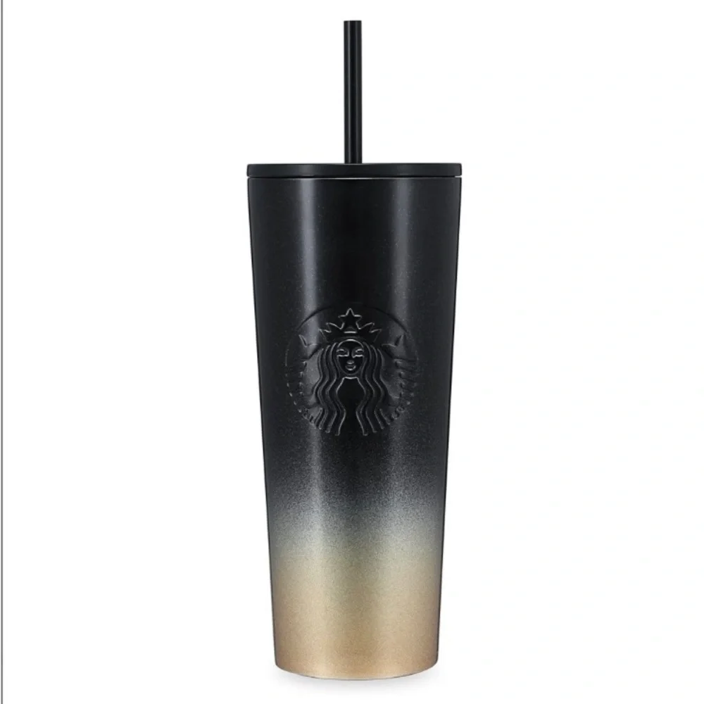 Walt Disney Workd 50th Anniversary Starbucks Black and Gold Tumbler